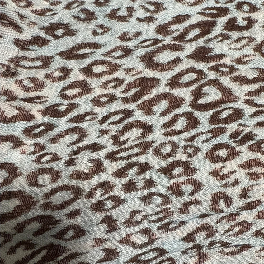 Cheetah print fringe scarf turquoise and black